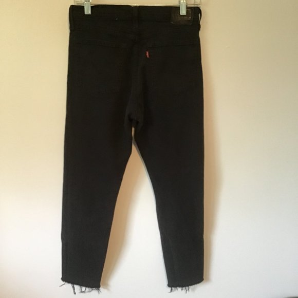 Levi's Black Icon Wedgie Raw Edge Hem Distressed Button Fly Jeans - Picture 8 of 15